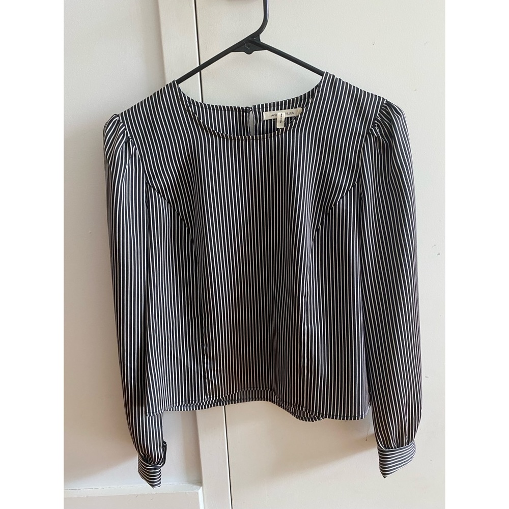 Avec les filles black and white striped satin blouse